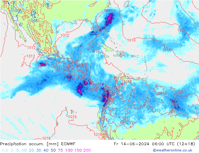 Nied. akkumuliert ECMWF Fr 14.06.2024 06 UTC