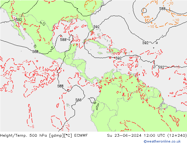 Z500/Rain (+SLP)/Z850 ECMWF Su 23.06.2024 12 UTC