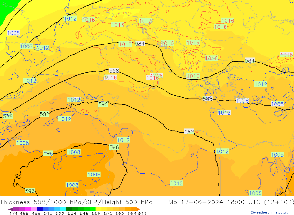 Dikte 500-1000hPa ECMWF ma 17.06.2024 18 UTC