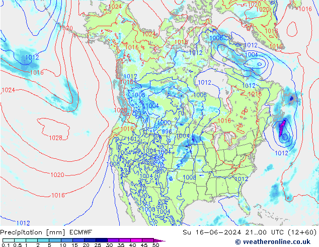 осадки ECMWF Вс 16.06.2024 00 UTC