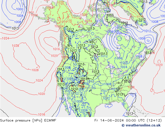 Yer basıncı ECMWF Cu 14.06.2024 00 UTC