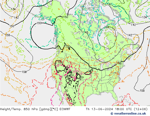 Z500/Rain (+SLP)/Z850 ECMWF  13.06.2024 18 UTC