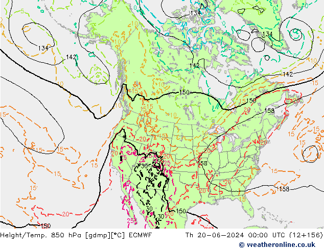 Z500/Yağmur (+YB)/Z850 ECMWF Per 20.06.2024 00 UTC