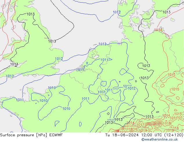 pressão do solo ECMWF Ter 18.06.2024 12 UTC