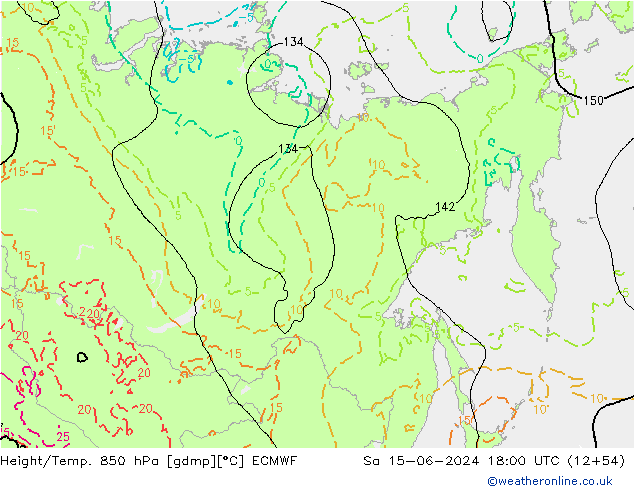 Height/Temp. 850 hPa ECMWF Sa 15.06.2024 18 UTC