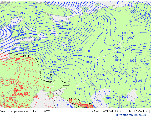 pressão do solo ECMWF Sex 21.06.2024 00 UTC