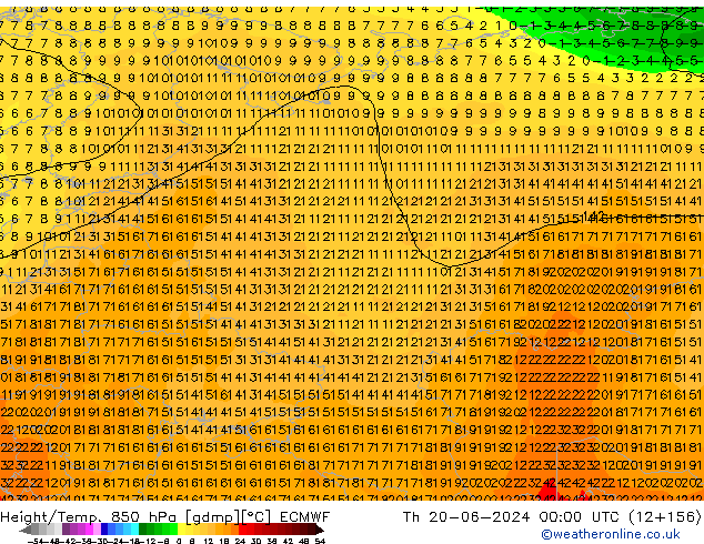 Z500/Rain (+SLP)/Z850 ECMWF Th 20.06.2024 00 UTC