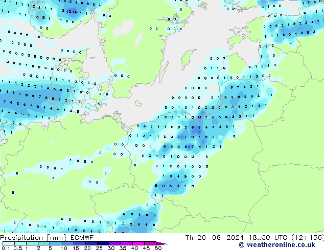 Srážky ECMWF Čt 20.06.2024 00 UTC