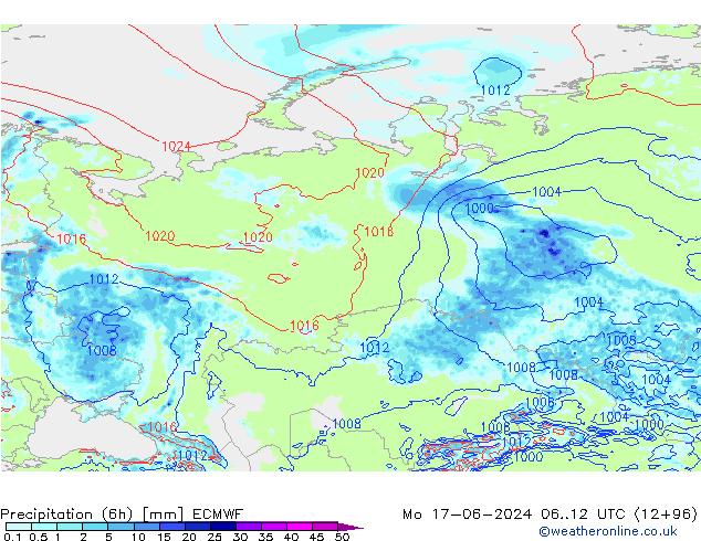 Yağış (6h) ECMWF Pzt 17.06.2024 12 UTC