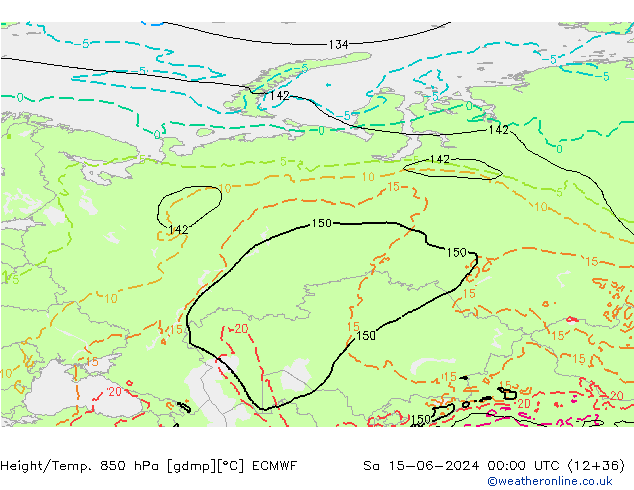 Z500/Rain (+SLP)/Z850 ECMWF Sa 15.06.2024 00 UTC