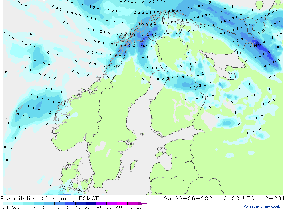 Z500/Rain (+SLP)/Z850 ECMWF Sáb 22.06.2024 00 UTC