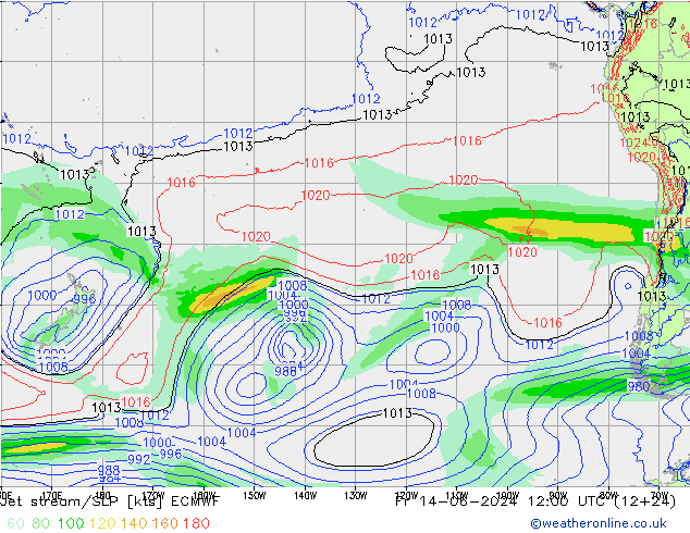 Jet stream/SLP ECMWF Fr 14.06.2024 12 UTC