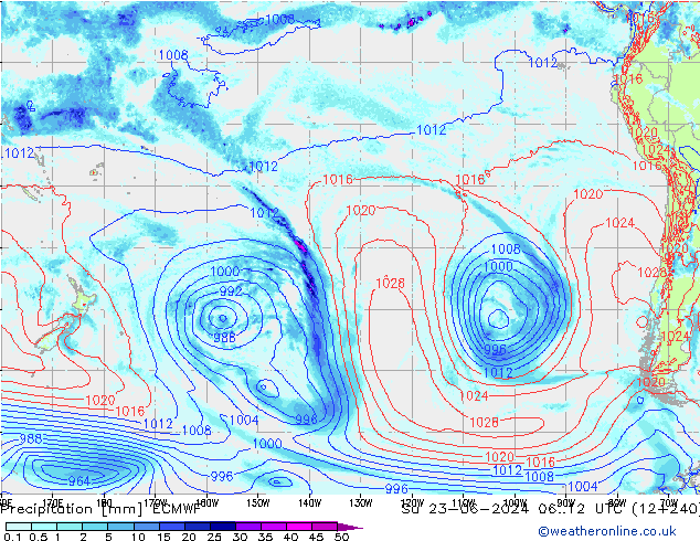 Precipitation ECMWF Su 23.06.2024 12 UTC