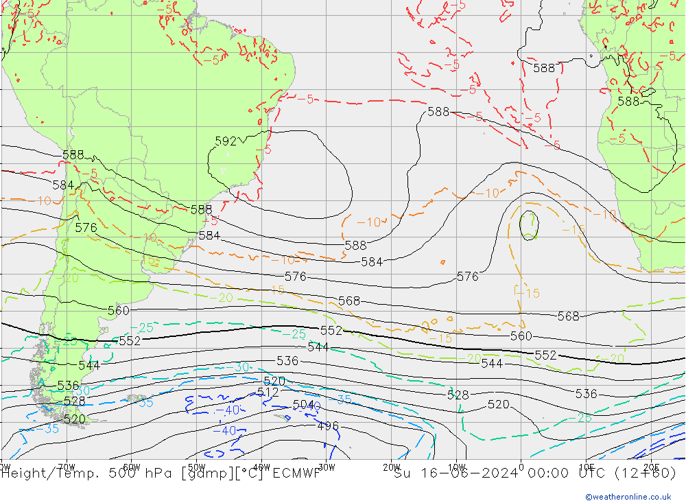 Z500/Rain (+SLP)/Z850 ECMWF Вс 16.06.2024 00 UTC