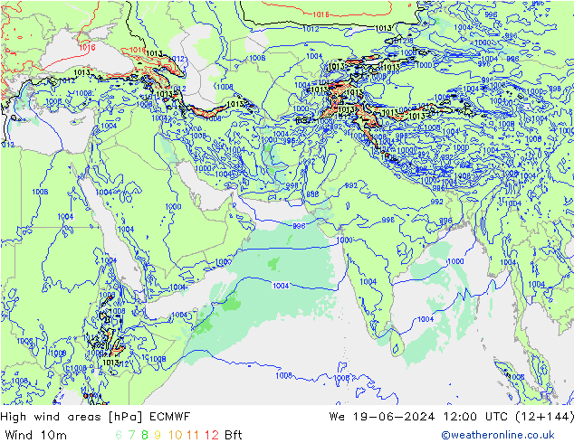 High wind areas ECMWF St 19.06.2024 12 UTC