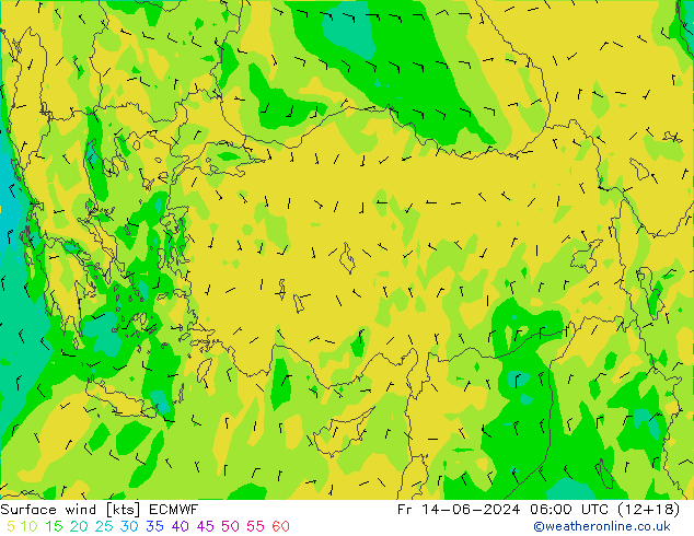 Vento 10 m ECMWF Sex 14.06.2024 06 UTC