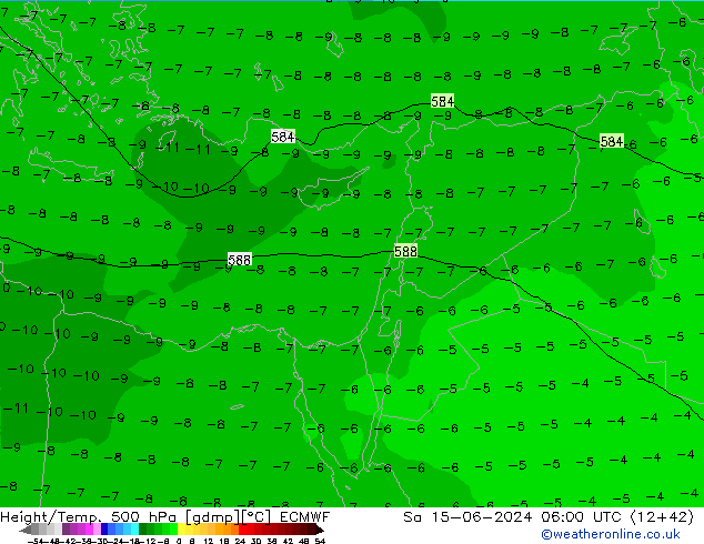 Z500/Regen(+SLP)/Z850 ECMWF za 15.06.2024 06 UTC