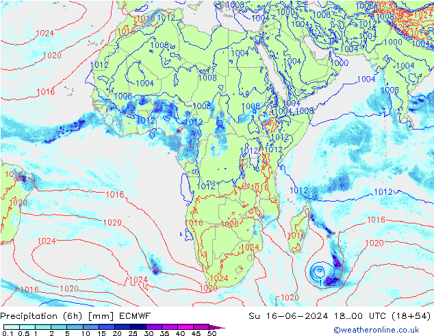 Z500/Rain (+SLP)/Z850 ECMWF dom 16.06.2024 00 UTC