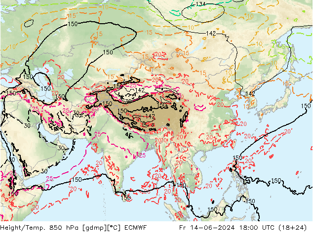 Z500/Rain (+SLP)/Z850 ECMWF Fr 14.06.2024 18 UTC