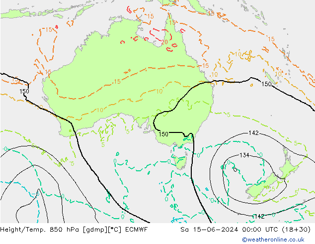 Géop./Temp. 850 hPa ECMWF sam 15.06.2024 00 UTC