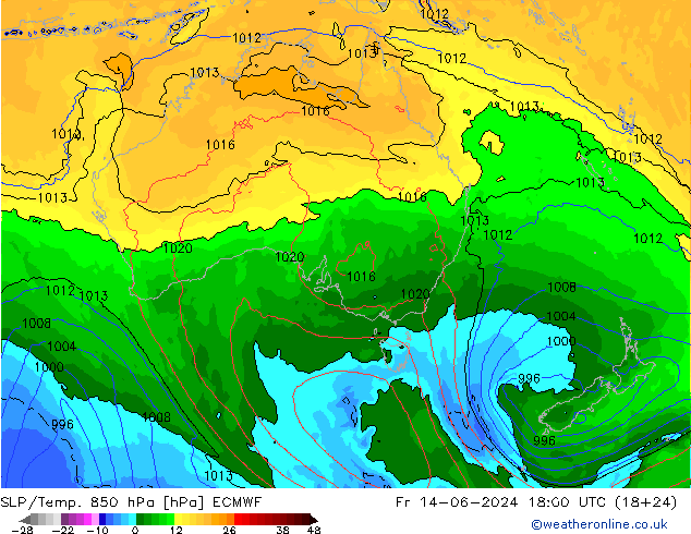 SLP/Temp. 850 hPa ECMWF ven 14.06.2024 18 UTC