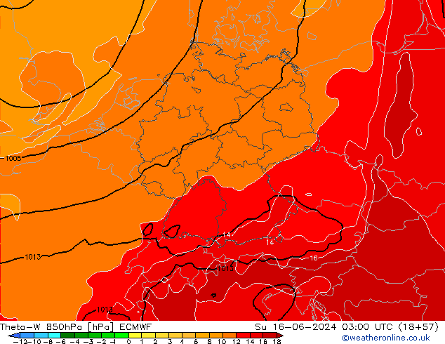 Theta-W 850hPa ECMWF  16.06.2024 03 UTC