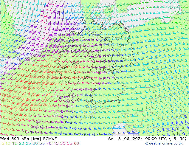 Wind 500 hPa ECMWF Sa 15.06.2024 00 UTC