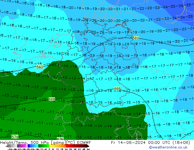 Z500/Rain (+SLP)/Z850 ECMWF ven 14.06.2024 00 UTC