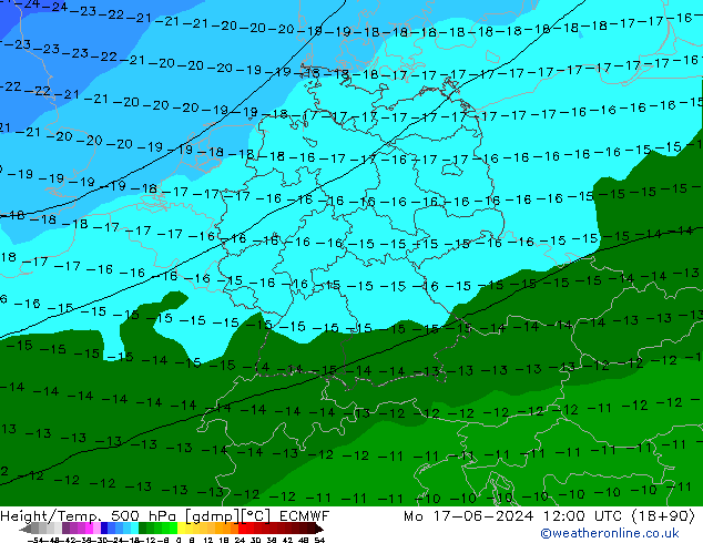 Z500/Rain (+SLP)/Z850 ECMWF Mo 17.06.2024 12 UTC