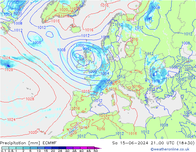 Precipitazione ECMWF sab 15.06.2024 00 UTC