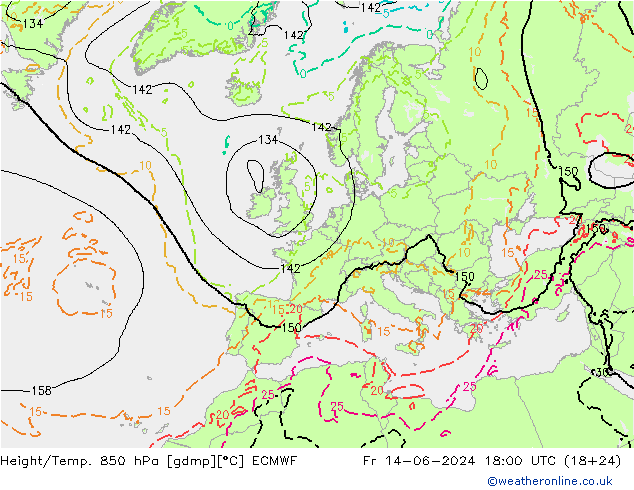 Z500/Rain (+SLP)/Z850 ECMWF Fr 14.06.2024 18 UTC