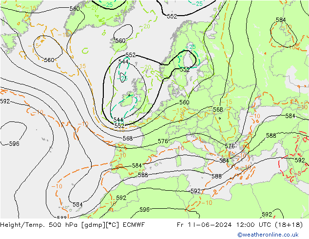 Z500/Rain (+SLP)/Z850 ECMWF pt. 14.06.2024 12 UTC