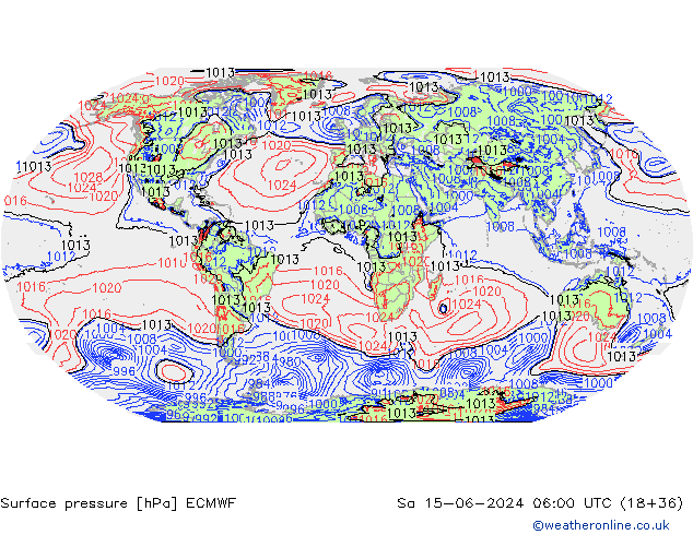 Surface pressure ECMWF Sa 15.06.2024 06 UTC