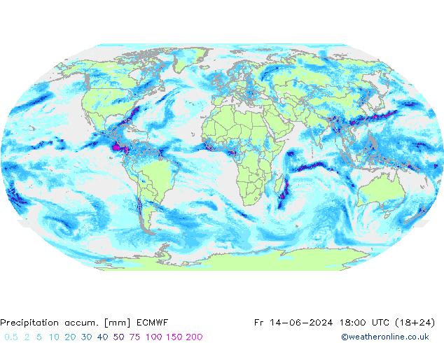 Precipitation accum. ECMWF Fr 14.06.2024 18 UTC