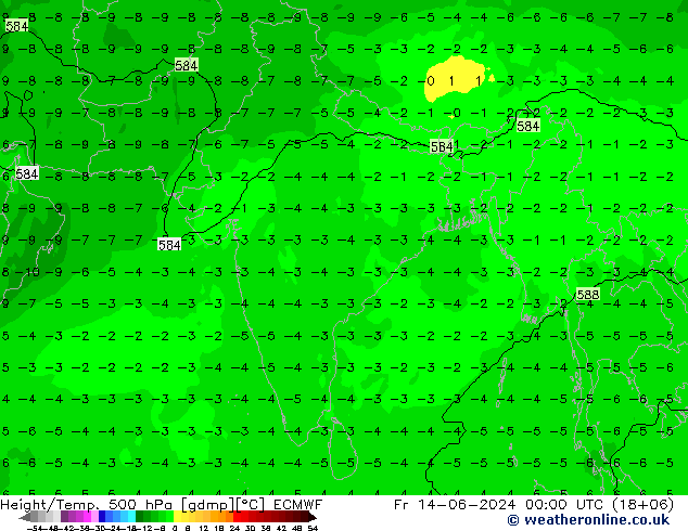 Z500/Rain (+SLP)/Z850 ECMWF Fr 14.06.2024 00 UTC