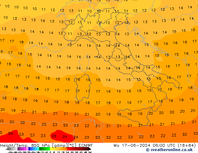 Height/Temp. 850 hPa ECMWF Seg 17.06.2024 06 UTC