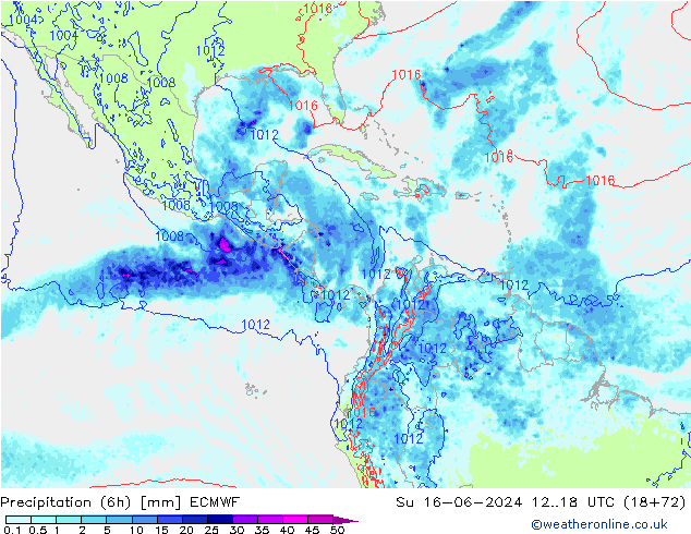 Yağış (6h) ECMWF Paz 16.06.2024 18 UTC