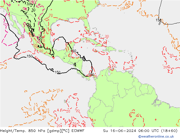 Z500/Rain (+SLP)/Z850 ECMWF dom 16.06.2024 06 UTC