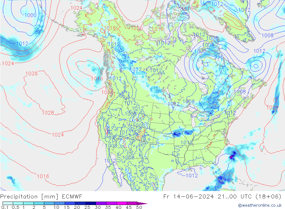 Precipitazione ECMWF ven 14.06.2024 00 UTC