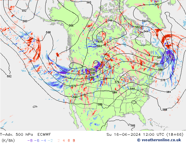 T-Adv. 500 hPa ECMWF zo 16.06.2024 12 UTC