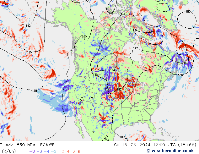 T-Adv. 850 hPa ECMWF nie. 16.06.2024 12 UTC