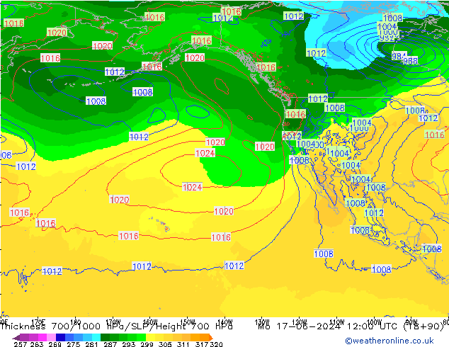 Thck 700-1000 hPa ECMWF lun 17.06.2024 12 UTC