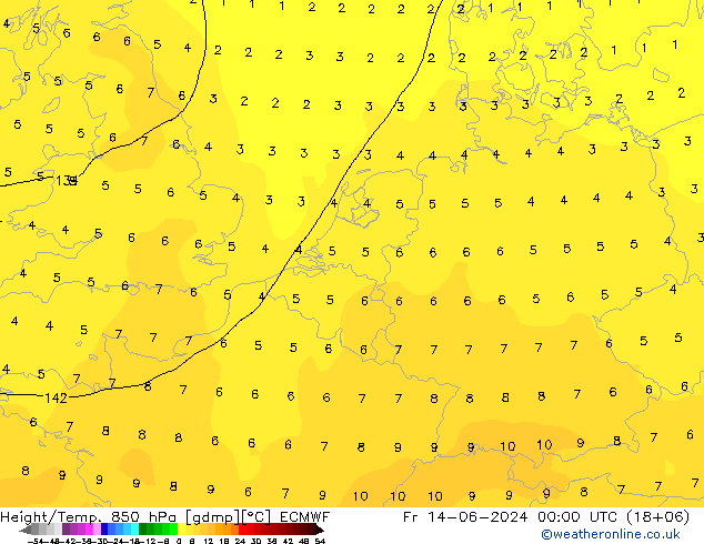 Z500/Rain (+SLP)/Z850 ECMWF Fr 14.06.2024 00 UTC