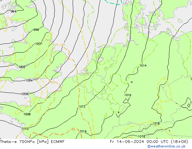 Theta-e 700hPa ECMWF  14.06.2024 00 UTC