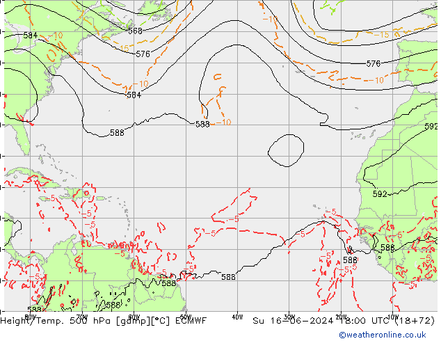 Z500/Yağmur (+YB)/Z850 ECMWF Paz 16.06.2024 18 UTC