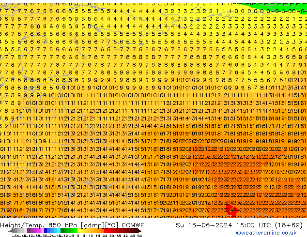 Height/Temp. 850 hPa ECMWF Ne 16.06.2024 15 UTC