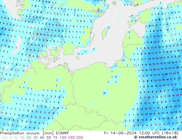 Totale neerslag ECMWF vr 14.06.2024 12 UTC