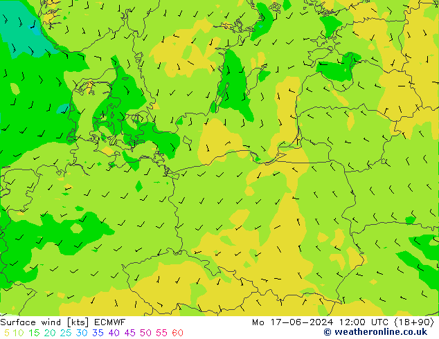 Bodenwind ECMWF Mo 17.06.2024 12 UTC