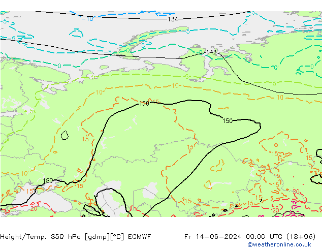 Z500/Rain (+SLP)/Z850 ECMWF пт 14.06.2024 00 UTC