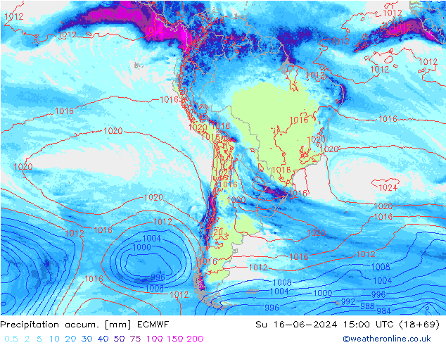 Precipitation accum. ECMWF Su 16.06.2024 15 UTC